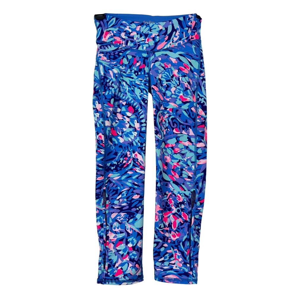 Lilly Pulitzer Luxletic Cropped Weekender Leggings Royal Purple Party Wave XXS